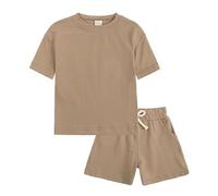 0-13 Ans, Tout-Petits Bébé Filles Garçon été Tenues Garçons Vêtements Enfants Solide Short Ensemble Coton 2 Pièces Ensembles De Vêtements Décontractés (Coffee, 8-9 Years)