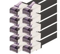 0,15 m - Câble réseau CAT6a Superflex Ethernet Gigabit LAN RJ45 CAT6 A câble patch 10000 Mbit s SFTP PIMF 500 MHz compatible avec CAT6 CAT5 - noir - 10 pièces