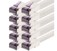 0,15 m - Câble réseau CAT6a Superflex Ethernet Gigabit LAN RJ45 CAT6 A câble patch 10000 Mbit s SFTP PIMF 500 MHz compatible avec CAT6 CAT5 - blanc - 10 pièces