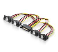0,15m Adaptateur D¿Alimentation S-ATA Y - 1x Prise Femelle SATA vers 4x Prises Mâles SATA Coudées - Câble D¿Alimentation Interne HDD SSD SATA - Alimenter en Électricité Jusqu¿à 4 Appareils