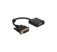 DeLock Adaptateur DVI 65658 – DVI mâle 24+1 à VGA femelle, noir, 16 cm, noyau en ferrite