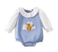 0-18 Mois, ma première Tenue de bébé Fille de Thanksgiving de Dinde Combinaison à Manches Longues Mignon 1 pièce vêtements d'automne Combinaison (Blue, 6-12 Months)
