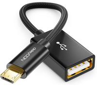 0,1M Usb 2.0 Otg Câble D'Adaptateur Nylon + Connecteurs Métalliques Micro Usb Sur Usb Câble De Données Connecte Smartphone & Tablette Avec Clé Usb - Noir[Cable08297]