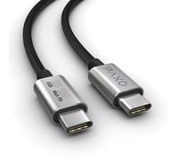 0.2 m 100 W charging cable, USB C to USB C cable, USB 2.0, elegant metal connectors, particularly flexible fabric jacket in black
