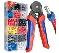 0.25-10 mm² Pince à Sertir, Preciva Octogone Pince a Sertir avec 1250 Cosses Electriques (140 Bornes à Double Fil), Cosses Electriques a Sertir Convient pour Maintenance Électrique, etc.