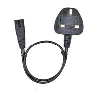 0.2m Black Câble d'alimentation Portable numérique à 2 trous, 20cm 2x0, 75mm, 10a, 250V BS1363 UK HK, prise à IEC320 C7