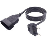 0.3m Câble d'extension de Courant européen à Angle Droit 90 degrés,Rallonge Câble Euro Électrique Fiche Prise vers Type-C Jack 2 noyaux,24 brins 0,75 mm² pour PC,Ordinateur,Moniteur,TV