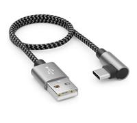 0.3m USB A to USB C Male Cable 90 Degree Angled Short Charging Cable A to C for iPhone 15 16 Pro Max Samsung S25 S24 S23 Pixel iPad Pro MacBook Air Tablets Switch PS5