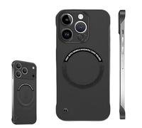 0.3mm Ultra Thin Hard PC Magnetic Frameless Phone Case for iPhone 17 16 15 14 Pro Max, Magnetic Charging Anti-Collision Matte Protective Case (Black,17air)