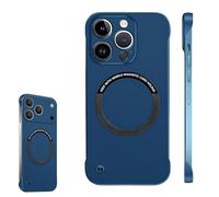 0.3mm Ultra Thin Hard PC Magnetic Frameless Phone Case for iPhone 17 16 15 14 Pro Max, Magnetic Charging Anti-Collision Matte Protective Case (Blue,17air)