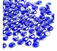 0.44 kg de Billes de Verre Bleu,Mini Perles de Verre Plat~150 PCS pour Les remplisseurs de Vase,Roches d’Aquarium Mancala Gems pour Aquarium de Table(0,5''~ 0,7'')