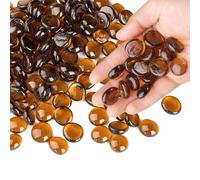 0.44 kg de billes de verre marron, perles de verre plates pour vases, cailloux pour la décoration d’aquarium, pierres de mancala, remplissage de vase (env. 85-100 pièces)