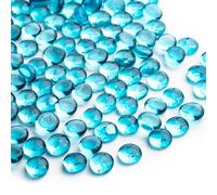 0.44 kg de Billes de Verre,Mini Perles de Verre Plates Seablue~150 PCS pour Les remplisseurs de Vase,Roches d’Aquarium Mancala Gems pour Aquarium de Table(0,5''~ 0,7'')