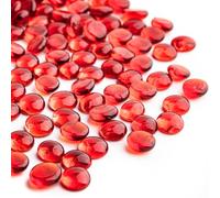 0.44 kg de Billes de Verre Rouge,Mini Perles de Verre Plat~150 pcs pour Les remplisseurs de Vase,Roches d’Aquarium Mancala Gems pour Aquarium de Table(0,5''~ 0,7'')