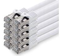 0,5 M - Blanc - Lot De 10 Câbles Réseau Cat.7 Câble Patch Sftp Pimf Lszh Câble Gigabit Lan 10gb S Câble Brut Cat7 Avec Connecteur Rj45 Cat6a Compatible Avec Cat5 Cat6 Cat7 Cat8[Ble7111010]
