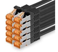 0,5 M - Câble Réseau Cat.7 Noir - Pack De 10 Câble Lan Gigabit Ethernet 10000 Mbit S Câble Patch Câble Cat7 Câble S Ftp Pimf Blindage Lszh Cat.7 Prise Rj45 Cat 6A 10 X 0,5 Mètres[Cable06959]