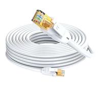 0.5 m Cat7 Ethernet Network Cable RJ45, LAN/WLAN Cable Category 7 Twisted Pair Shielded SFTP 100% Copper, Round Cable, White (0.5 m)