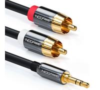 0.5 m Jack Cinch Cable 3.5 mm Jack to Cinch RCA Stereo Audio Cable 1 x Jack to 2 x RCA Cinch Plug Metal Connectors-Black