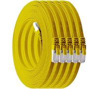 0,5 M - Jaune - Lot De 5 Câbles Réseau Plats Cat7 Câble Brut Cat 7 Câble Ruban Gigabit Lan (10gbit/S) Câble D'installation Câble Patch Plat Mince Fiche Rj 45 Cat6a[Cab9165785]