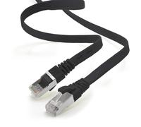 0.5m-Black-1pc CAT.7 Gigabit Ethernet LAN Ribbon Cable (RJ45) Network Cable Raw Cable (10Gbps) Thin Flat Installation Cable Compatible with Cat.5-Cat.5e-Cat.6