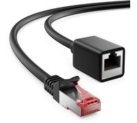 0.5m Cat6 Extension Cable for Ethernet LAN Internet Network - RJ45 Male to Female S/FTP PiMF 250MHz Copper - Black