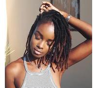 0.6cm 6 Inch Loc Extension Human Hair Thickness Natural Black Full Handmade Permanent Locs Can Be Dyed and Bleached for Women Men Kids Dreadlock Extensions Real Human Hair