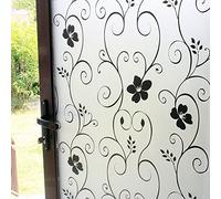 (0.6M X 2M) DuoFire? Decorative Repositionable Stained Non-adhesive static cling Privacy Glass Window Film DP014B by DuoFire