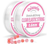 0.6mm/100m Fil Elastique pour Bracele Caianwin 2 Rouleaux Elastique pour Bracelet 0.6mm Transparen Fil pour Bracelet Perle, Fil Nylon pour Bracelets Bijoux en Perles Bricolage