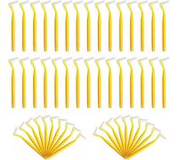 0.7 Mm Jaune Brosse De Nettoyage Interdentaire,Brosse À Dents Et Fil Dentaire À Long Manche,Hygiène Interdentaire,Fil Dentaire Pour Le Nettoyage Entre Les Dents(50 Pièces)