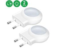 0.7W Mini Veilleuses LED avec Prise de Capteur de Lumière, Capteur Automatique, Les Chambres d'enfants Bébé, Blanc, 2 Pcs