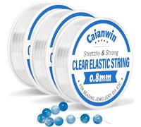 0.8mm/90m Fil Elastique pour Bracele Caianwin 3 Rouleaux Elastique pour Bracelet 0.8mm Transparen Fil pour Bracelet Perle, Fil Nylon pour Bracelets Bijoux en Perles Bricolage