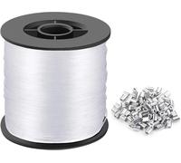 0.8mm Thick Nylon Wire Transparent Invisible Wire Fishing Line With 100 Pcs Aluminum Crimp Sleeves For Photo Frame String Lights Flower Pot Crafts