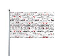 0,9 x 1,5 m - I Love You Words With Hearts Printed Decorative Flag - Intérieur et extérieur, adapté pour accrocher dans le jardin, le porche ou le salon (mât non inclus)
