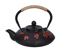 0.9L japonais rouge Oriental cerise motif classique en fonte théière bouilloire théière Drinkware Teaware outil avec poignée couvercle isolé thermiquement