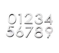 0 à 9 Chiffre 3D Porte Plaque Maison Tiroir Signe Placage Chiffres En Plastique Numéro Tag Hôtel Autocollant Adresse Étiquette(E,Silver)