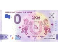 0 euros billet 2026 année du cheval - Année lunaire du cheval - Souvenir o zéro €