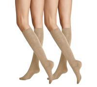 0 ONLY 2-PACK KSD Chaussettes hautes femme en maille, Beigemel, 3-5 (lot de 2)
