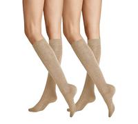 0 ONLY 2-PACK KSD Chaussettes hautes femme en maille, Beigemel, 3-5 (lot de 2)