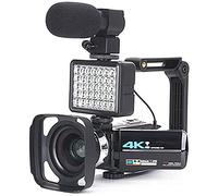 0℃ Outdoor Camescope 4K, avec Zoom Numérique 16x avec Vision Nocturne IR et WiFi, Connexion avec Télescope/lumière LED/Microphone et Autres Accessoires pour Les événements Familiaux,E