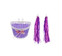 (0) Panier avant pour vélo enfant + guirlandes de pompons sur les poignées du guidon pour garçons et