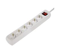 Hama Multiprise 6 Prises 16A avec Interrupteur (Rallonge multiprises 3m, Bloc 6 Prises Type F Schuko, 3680W Max, Idéal Bureau PC luminaires, Atelier, Meuble TV, Garage) Blanc