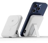 001 Magnetic Wireless Powerbank External Battery, 10000mah Portable Charger Stand Foldable Compatible With Magsafe For Iphone 12/13/14/15 Series (White)