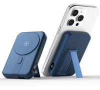 001 Magnétique Batterie Externe Sans Fil Powerbank, 10000mah Chargeur Portable Support Pliable Compatible Avec Magsafe Pour Iphone 12/13/14/15 Series (Bleu)[Ind6170491]