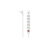 hama 223186 hama multiprise 5 prises avec interrupteur 1,4 m blanc avec prise USB femelle