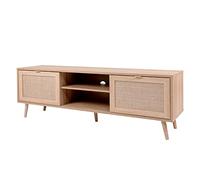 Meuble TV 2 portes 2 tiroirs - Panneaux de particule 15 mm, MDF - Décor chêne sonoma - L 150 x P 40 x H 52 cm - BALI
