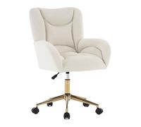 005 Full KD Velvet Tissu Chaise pivotante réglable en hauteur pour le bureau à domicile à l'intérieur avec pieds dorés, ivoire