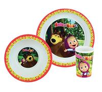 Masha Et Michka Ensemble Repas Incluant 1 Verre 220 Ml. 1 Assiette Et 1 Bol Micro-Ondables Pour Enfant