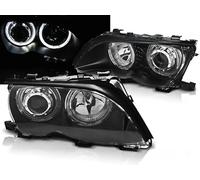 00651-2 PHARES FEUX AVANTS ANGEL EYES LED NOIRS COMPATIBLE AVEC BMW SERIE 3 E46 5 PORTES 2001-2005