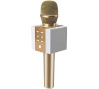 008 Microphone Sans Fil Bluetooth Karaoké, Plus Fort Volume 10W Puissance, Plus De Basse, 3-En-1 Portable Poche Double Haut-Parleur Micro Machine Pour Android/Pc (Or)