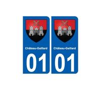 01 Château-Gaillard blason ville autocollant plaque sticker - Angles : arrondis